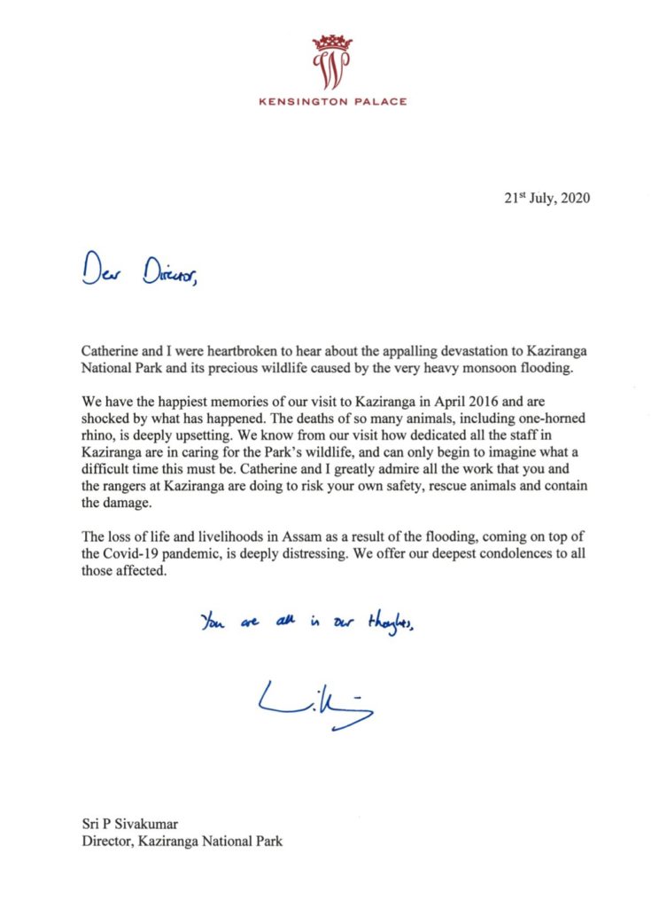 Letter from Prince William & Kate Middleton