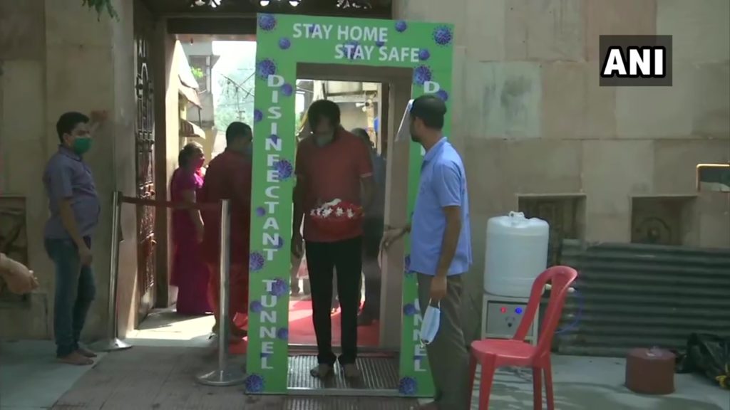 Devotees being scanned at the entry | Image source: ANI