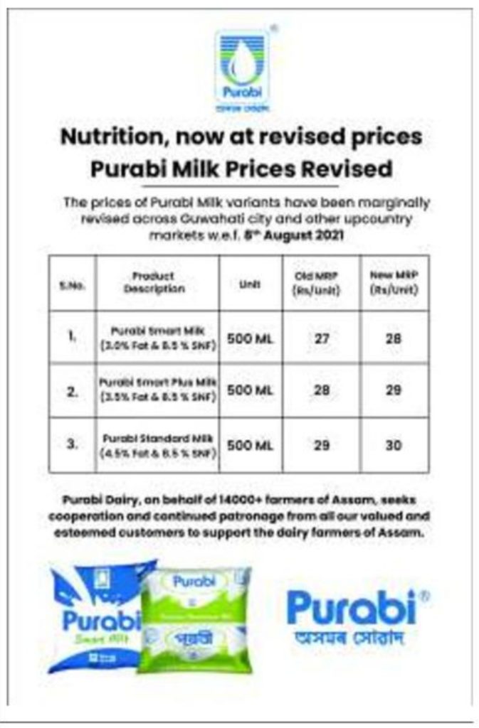 New Milk Prices of Purabi Dairy