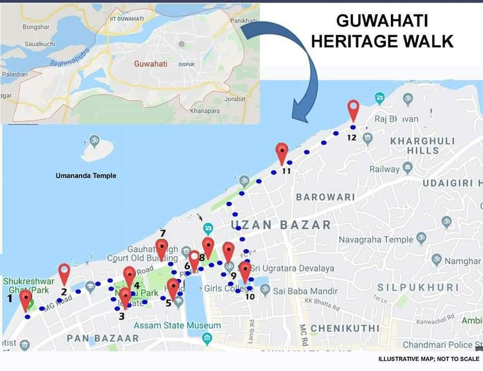 Route of the Guwahati Heritage Walk