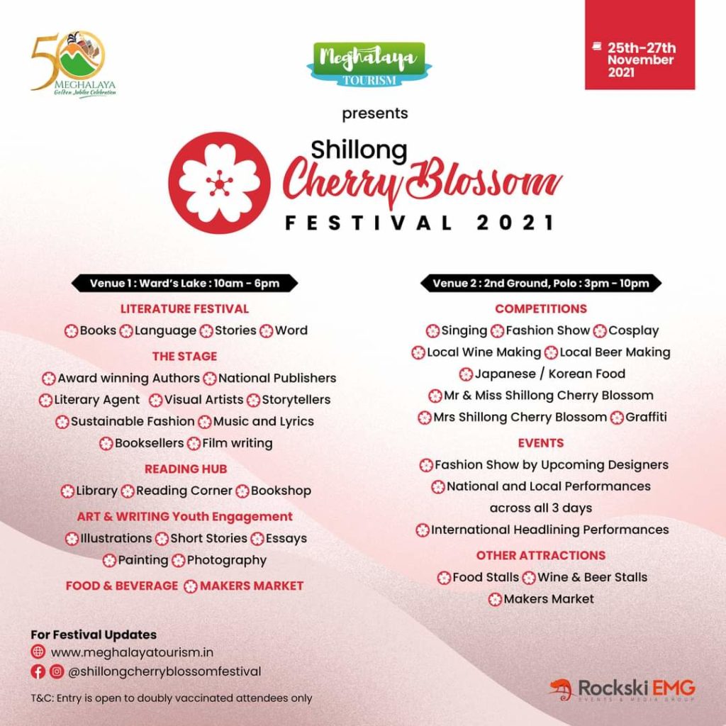 Schedule of the Shillong Cherry Blossom Festival