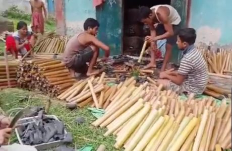 Tripura making bamboo broomsticks