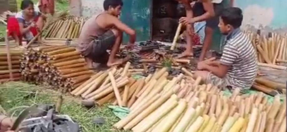 Tripura making bamboo broomsticks