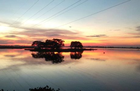 sunset on the banks of Deepor Beel